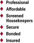 professional affordable screened housekeepers secure bonded insured best quality